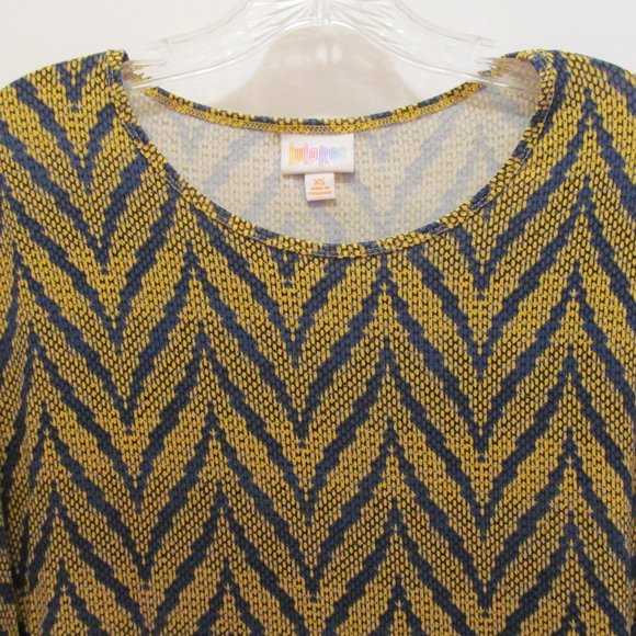 LULAROE Irma Top Shirt Chevron Snake Print Gold & Blue Size XS ~ Unicorn? - Picture 4 of 12